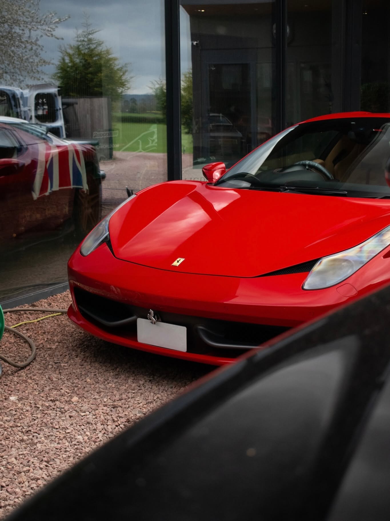 Red Ferrari 458 with a deep gloss finish