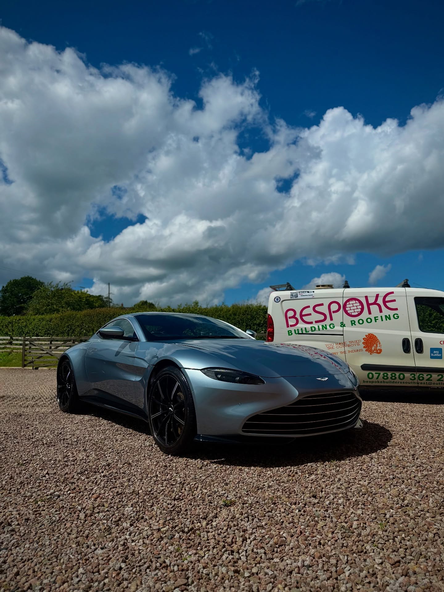 Silver Aston Martin Vantage with a glossy finish